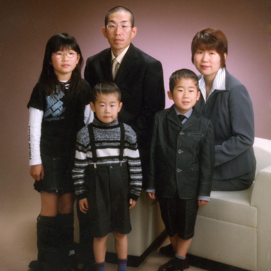 5人家族写真お兄ちゃん入学記念