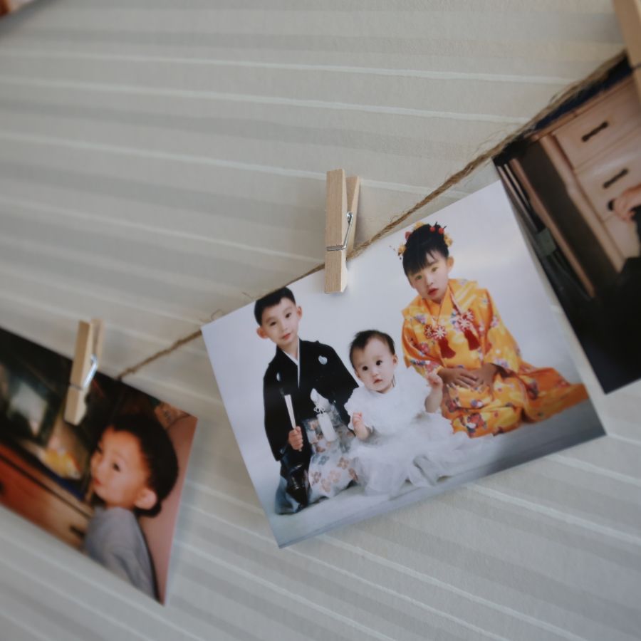 新郎の小さい頃の写真 当店が撮影した新郎兄妹3人の七五三 お宮参りの写真