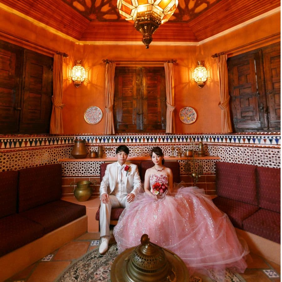 志摩地中海村室内にて、新郎新婦撮影